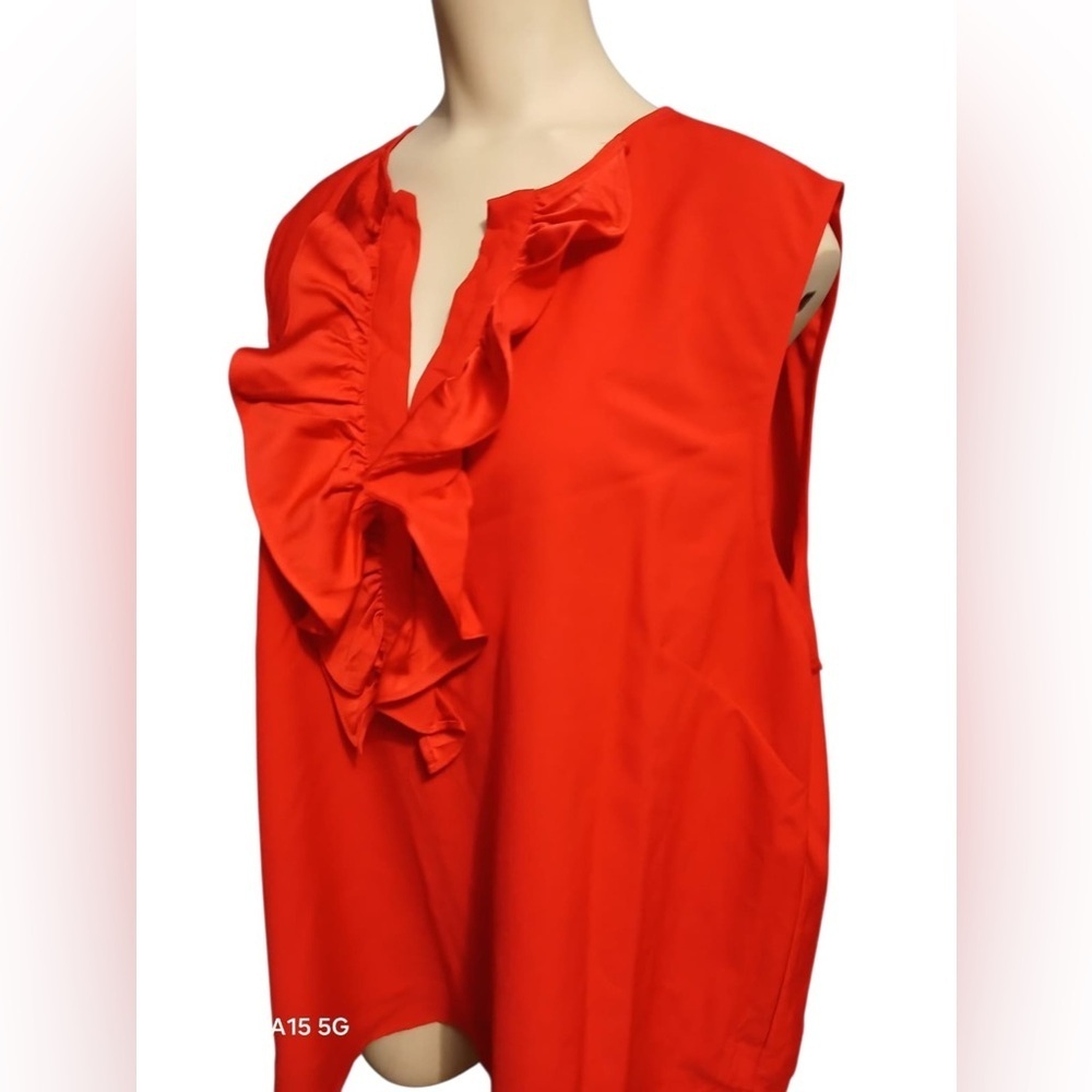 J. Crew Vibrant Red Ruffled Blouse - Picture 4 of 9